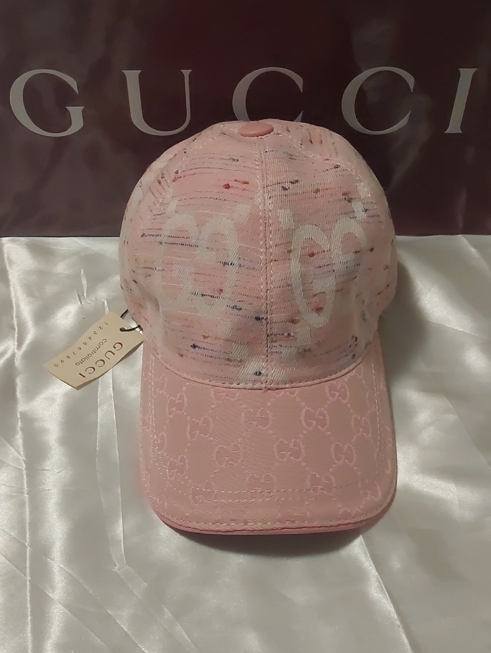 GG Pink Logo Canvas Baseball Cap